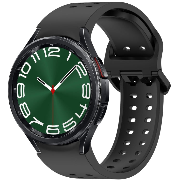 For Samsung Galaxy Watch 6 Classic 43 / 47mm Diplopore Button Quick Release Silicone Watch Band(Black) by bashfashion