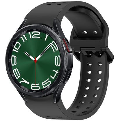 For Samsung Galaxy Watch 6 Classic 43 / 47mm Diplopore Button Quick Release Silicone Watch Band(Black) by bashfashion