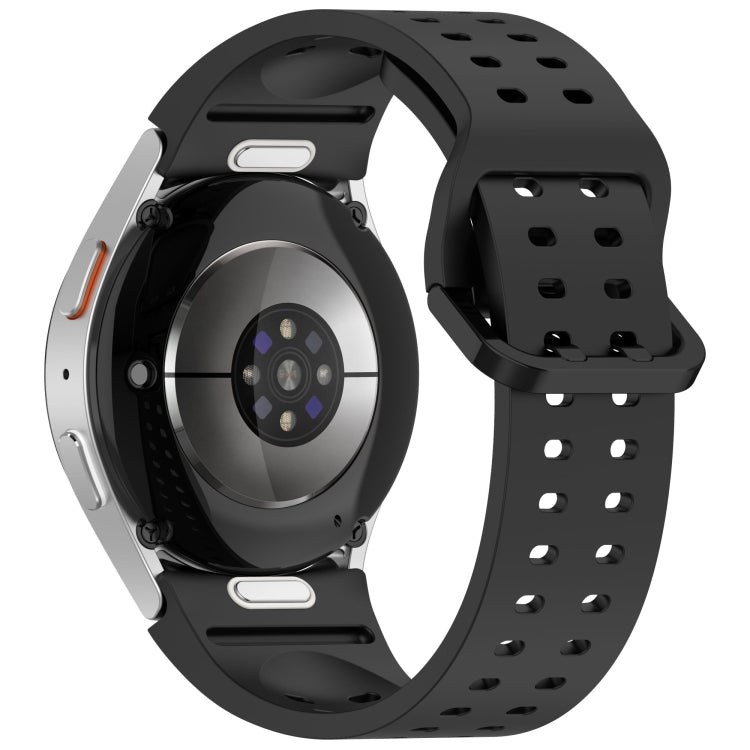 For Samsung Galaxy Watch 6 Classic 43 / 47mm Diplopore Button Quick Release Silicone Watch Band(Black) by bashfashion