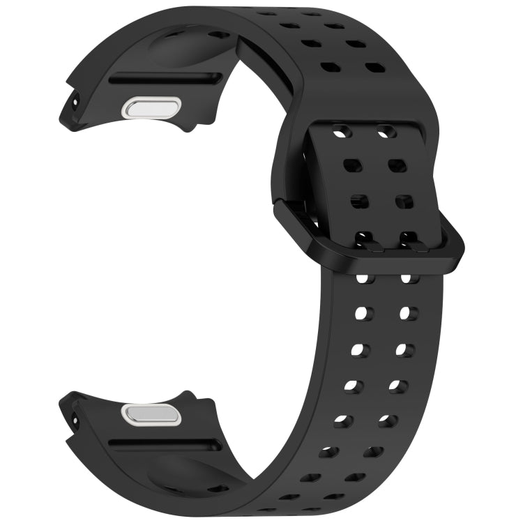 For Samsung Galaxy Watch 6 Classic 43 / 47mm Diplopore Button Quick Release Silicone Watch Band(Black) by bashfashion