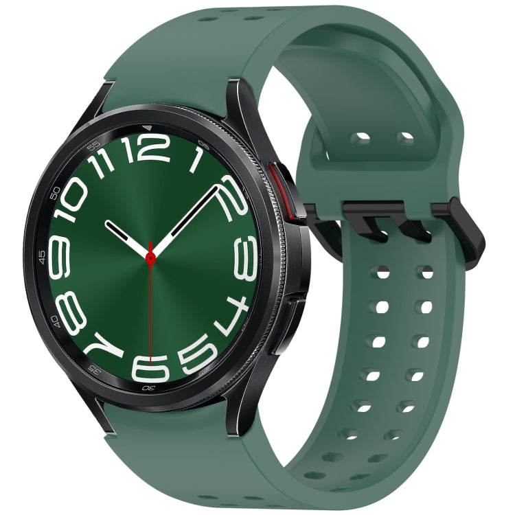 For Samsung Galaxy Watch 6 Classic 43 / 47mm Diplopore Button Quick Release Silicone Watch Band(Dark Green) by bashfashion