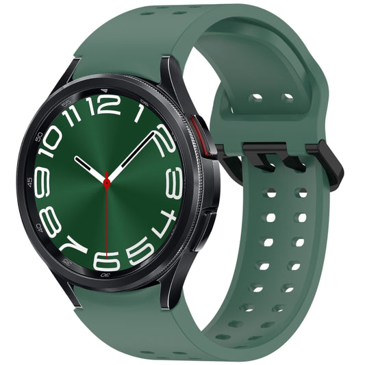 For Samsung Galaxy Watch 6 Classic 43 / 47mm Diplopore Button Quick Release Silicone Watch Band(Dark Green) by bashfashion