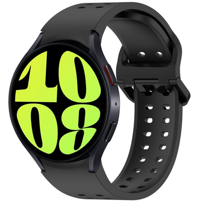 For Samsung Galaxy Watch 6 40 / 44mm Diplopore Button Quick Release Silicone Watch Band(Black) by bashfashion