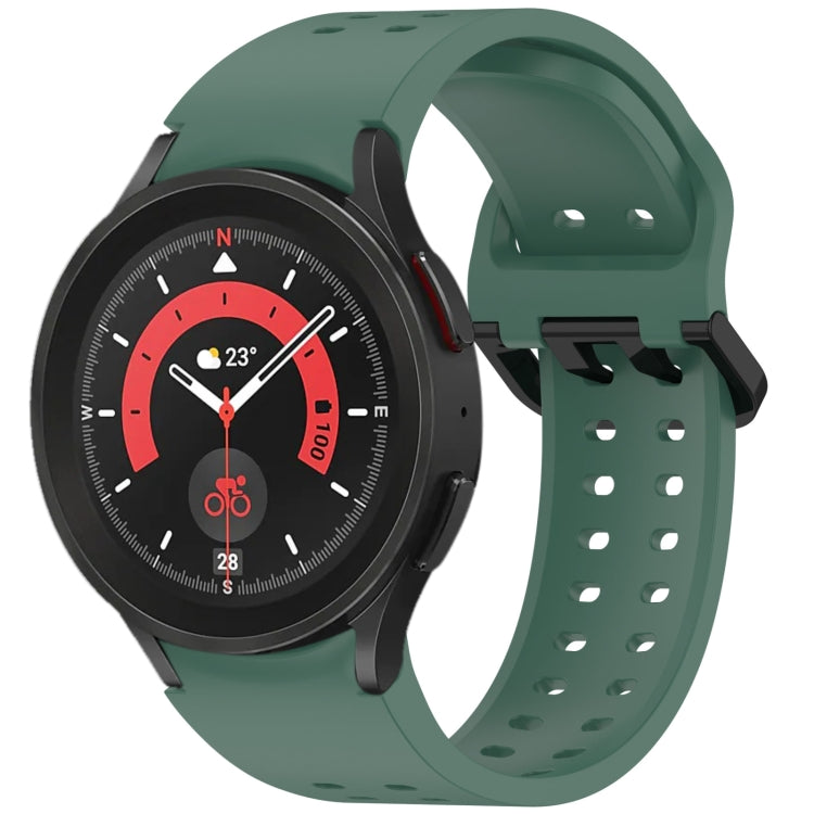 For Samsung Galaxy Watch 5 Pro Diplopore Button Quick Release Silicone Watch Band(Dark Green) by bashfashion
