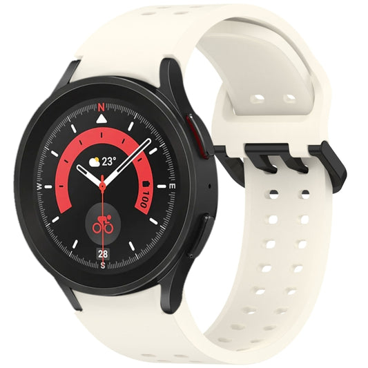 For Samsung Galaxy Watch 5 Pro Diplopore Button Quick Release Silicone Watch Band(Star White) by bashfashion
