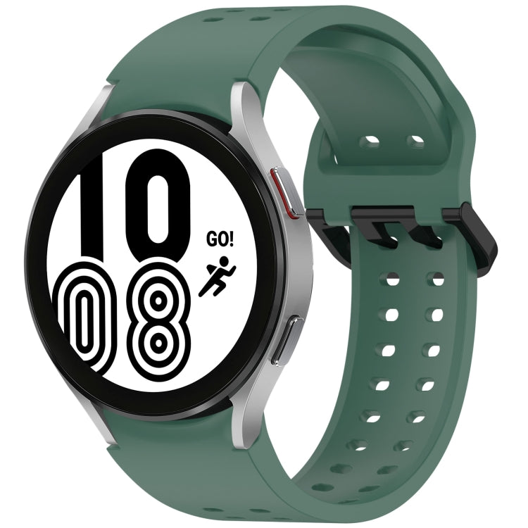 For Samsung Galaxy Watch 4 40 / 44mm Diplopore Button Quick Release Silicone Watch Band(Dark Green) by bashfashion