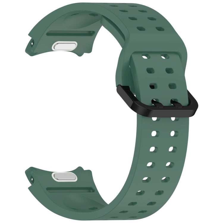 For Samsung Galaxy Watch 4 40 / 44mm Diplopore Button Quick Release Silicone Watch Band(Dark Green) by bashfashion