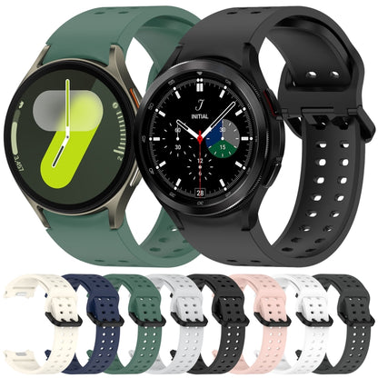 For Samsung Galaxy Watch 6 Classic 43 / 47mm Diplopore Button Quick Release Silicone Watch Band(Black) by bashfashion