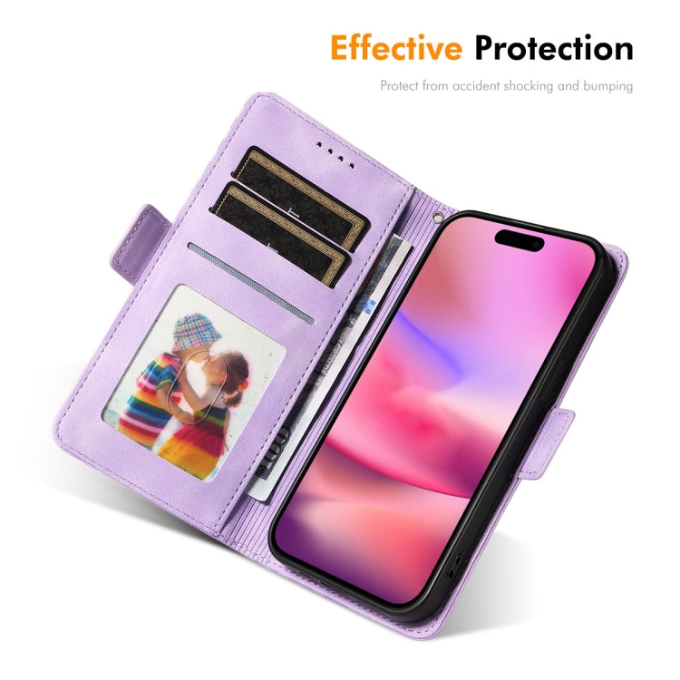 For iPhone 16 Plus ENKAY Embossed Rhombus Starry Leather Phone Case with Screen Film(Black) by ENKAY