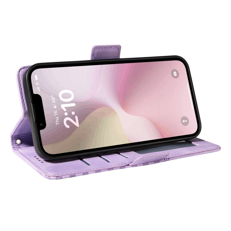 For iPhone 16e ENKAY Embossed Rhombus Starry Leather Phone Case with Screen Film(Purple) by ENKAY