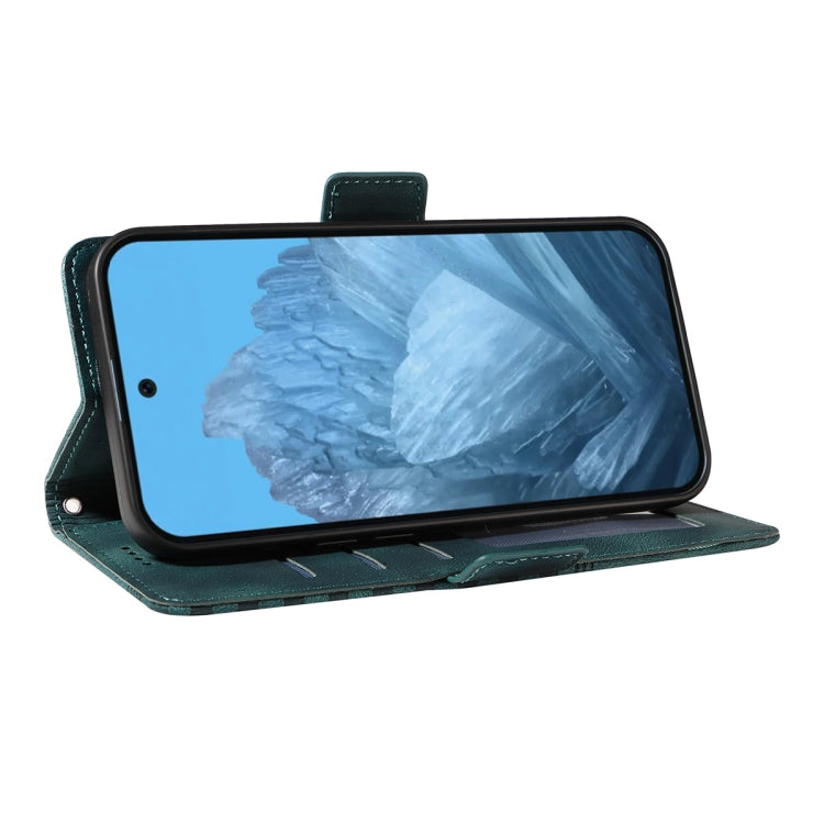 For Google Pixel 9 Pro ENKAY Embossed Rhombus Starry Leather Phone Case with Screen Film(Green) by ENKAY