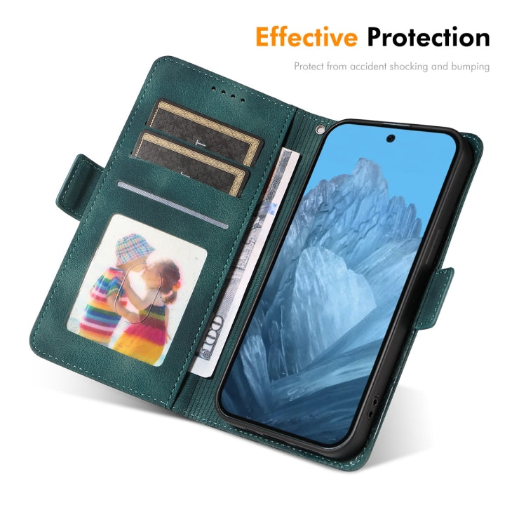 For Google Pixel 9 Pro ENKAY Embossed Rhombus Starry Leather Phone Case with Screen Film(Green) by ENKAY