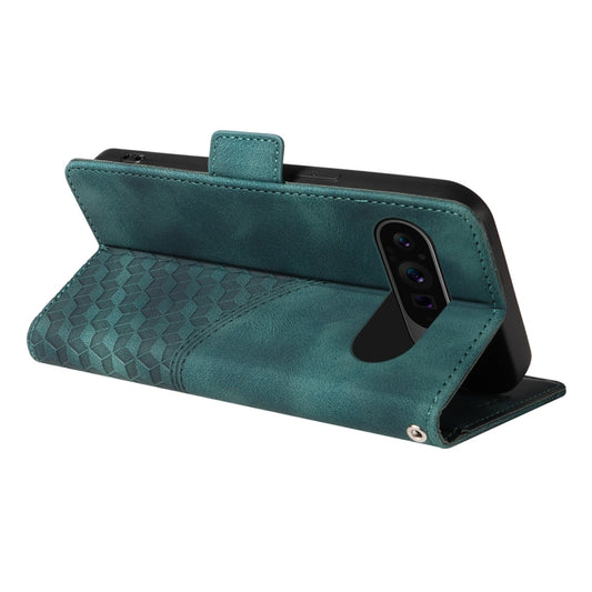 For Google Pixel 9 Pro XL ENKAY Embossed Rhombus Starry Leather Phone Case with Screen Film(Green) by ENKAY