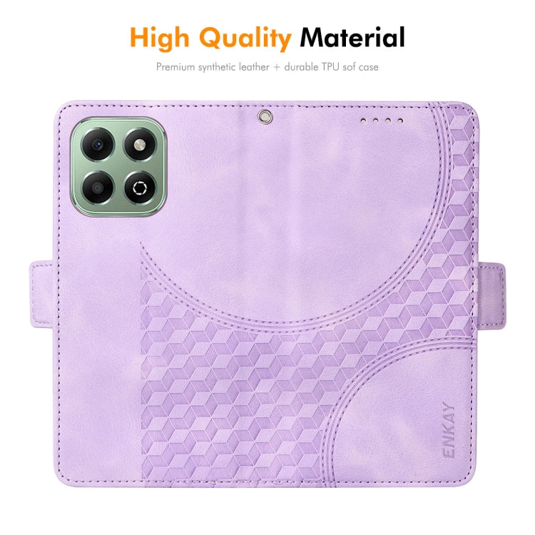 For Honor X6b ENKAY Embossed Rhombus Starry Leather Phone Case with Screen Film(Green) by ENKAY