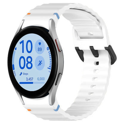 For Samsung Galaxy Watch FE 40mm Wavy Grain Stitched Black Buckle Silicone Watch Band(White) by bashfashion