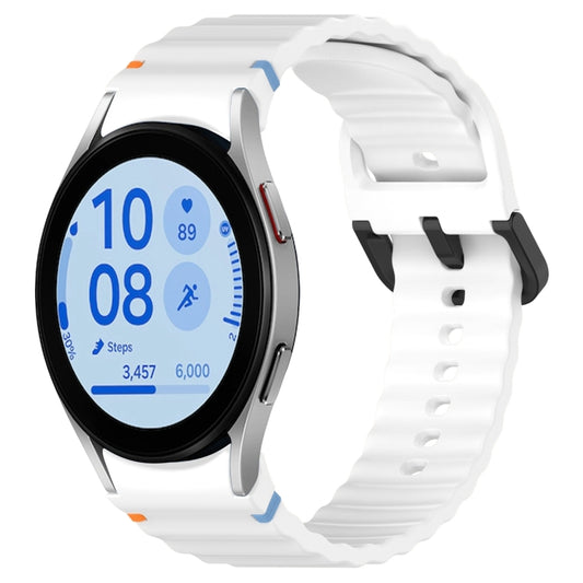 For Samsung Galaxy Watch FE 40mm Wavy Grain Stitched Black Buckle Silicone Watch Band(White) by bashfashion