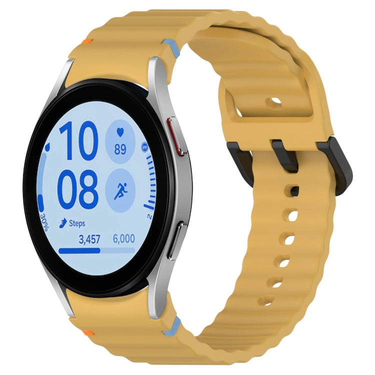 For Samsung Galaxy Watch FE 40mm Wavy Grain Stitched Black Buckle Silicone Watch Band(Yellow) by bashfashion
