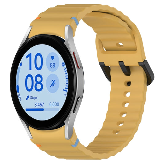 For Samsung Galaxy Watch FE 40mm Wavy Grain Stitched Black Buckle Silicone Watch Band(Yellow) by bashfashion