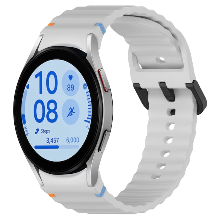 For Samsung Galaxy Watch FE 40mm Wavy Grain Stitched Black Buckle Silicone Watch Band(Light Gray) by bashfashion