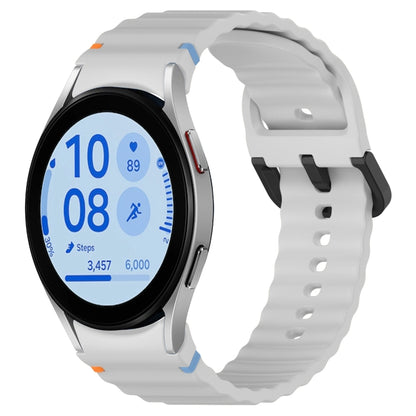 For Samsung Galaxy Watch FE 40mm Wavy Grain Stitched Black Buckle Silicone Watch Band(Light Gray) by bashfashion