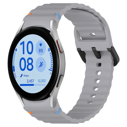 For Samsung Galaxy Watch FE 40mm Wavy Grain Stitched Black Buckle Silicone Watch Band(Space Gray) by bashfashion