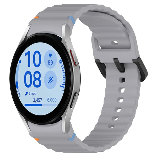For Samsung Galaxy Watch FE 40mm Wavy Grain Stitched Black Buckle Silicone Watch Band(Space Gray) by bashfashion