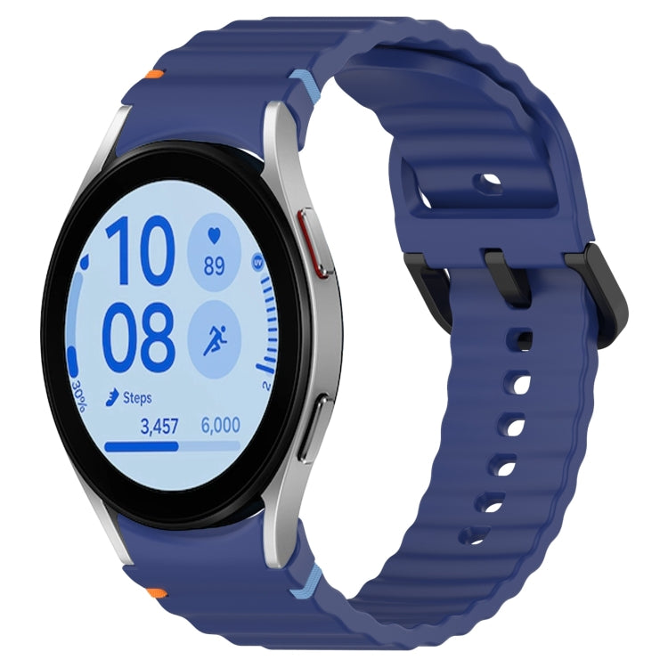 For Samsung Galaxy Watch FE 40mm Wavy Grain Stitched Black Buckle Silicone Watch Band(Midnight Blue) by bashfashion