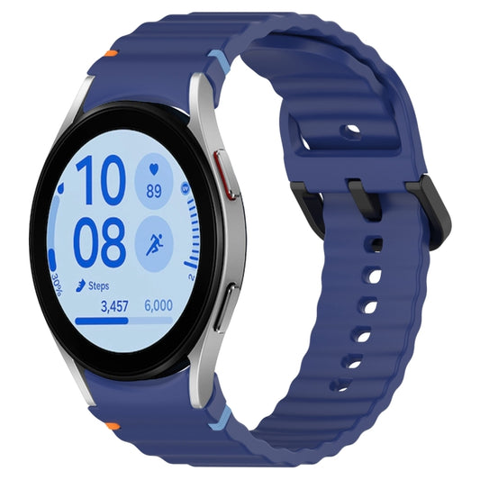 For Samsung Galaxy Watch FE 40mm Wavy Grain Stitched Black Buckle Silicone Watch Band(Midnight Blue) by bashfashion