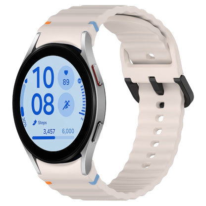 For Samsung Galaxy Watch FE 40mm Wavy Grain Stitched Black Buckle Silicone Watch Band(Starlight) by bashfashion