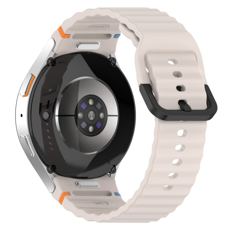 For Samsung Galaxy Watch FE 40mm Wavy Grain Stitched Black Buckle Silicone Watch Band(Starlight) by bashfashion