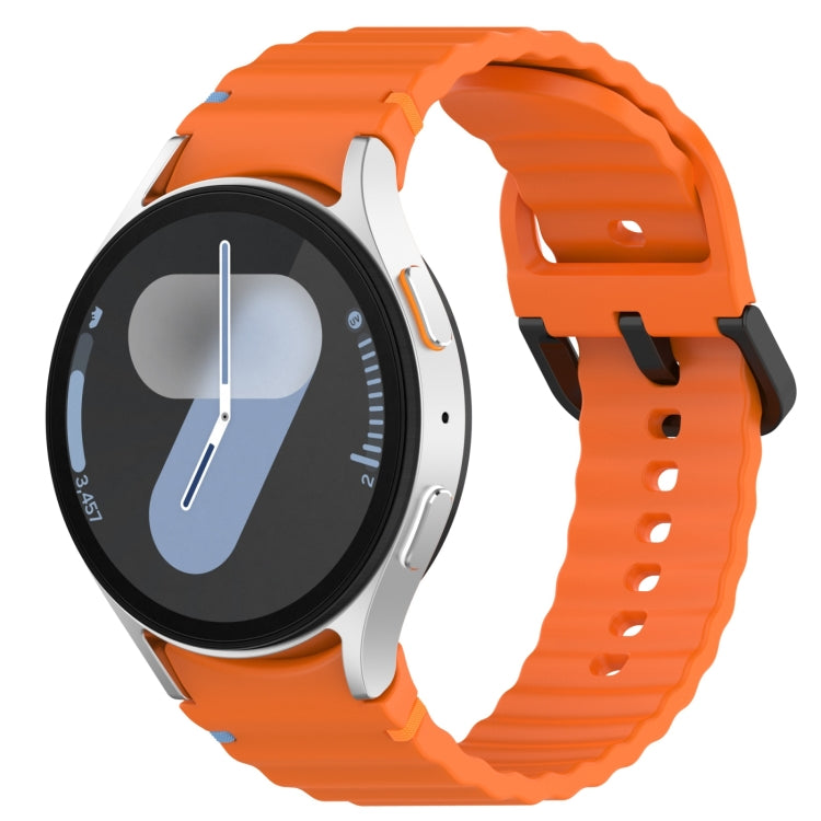 For Samsung Galaxy Watch 7 40 / 44mm Wavy Grain Stitched Black Buckle Silicone Watch Band(Orange) by bashfashion