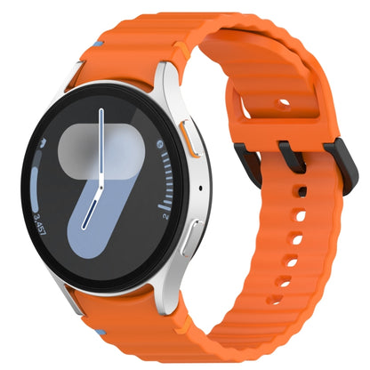 For Samsung Galaxy Watch 7 40 / 44mm Wavy Grain Stitched Black Buckle Silicone Watch Band(Orange) by bashfashion