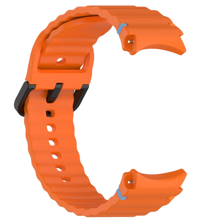 For Samsung Galaxy Watch 7 40 / 44mm Wavy Grain Stitched Black Buckle Silicone Watch Band(Orange) by bashfashion
