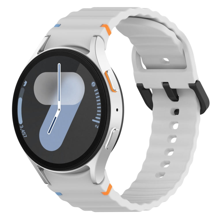 For Samsung Galaxy Watch 7 40 / 44mm Wavy Grain Stitched Black Buckle Silicone Watch Band(Light Gray) by bashfashion