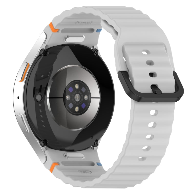 For Samsung Galaxy Watch 7 40 / 44mm Wavy Grain Stitched Black Buckle Silicone Watch Band(Light Gray) by bashfashion