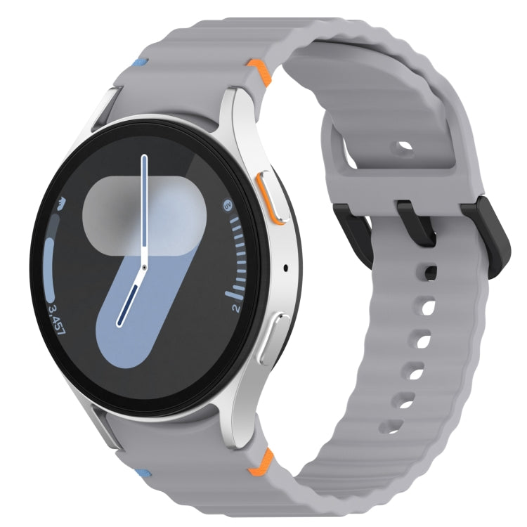For Samsung Galaxy Watch 7 40 / 44mm Wavy Grain Stitched Black Buckle Silicone Watch Band(Space Gray) by bashfashion