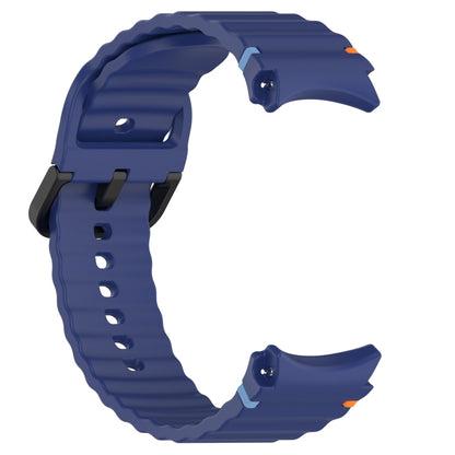 For Samsung Galaxy Watch 7 40 / 44mm Wavy Grain Stitched Black Buckle Silicone Watch Band(Midnight Blue) by bashfashion