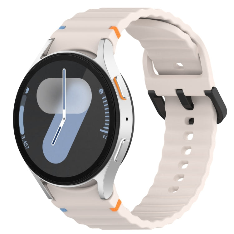 For Samsung Galaxy Watch 7 40 / 44mm Wavy Grain Stitched Black Buckle Silicone Watch Band(Starlight) by bashfashion