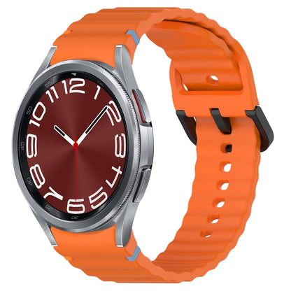 For Samsung Galaxy Watch 6 Classic 43 / 47mm Wavy Grain Stitched Black Buckle Silicone Watch Band(Orange) by bashfashion