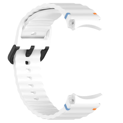 For Samsung Galaxy Watch 6 Classic 43 / 47mm Wavy Grain Stitched Black Buckle Silicone Watch Band(White) by bashfashion