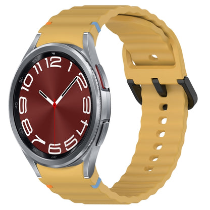 For Samsung Galaxy Watch 6 Classic 43 / 47mm Wavy Grain Stitched Black Buckle Silicone Watch Band(Yellow) by bashfashion