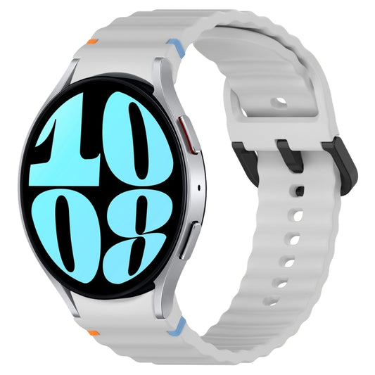 For Samsung Galaxy Watch 6 40 / 44mm Wavy Grain Stitched Black Buckle Silicone Watch Band(Light Gray) by bashfashion