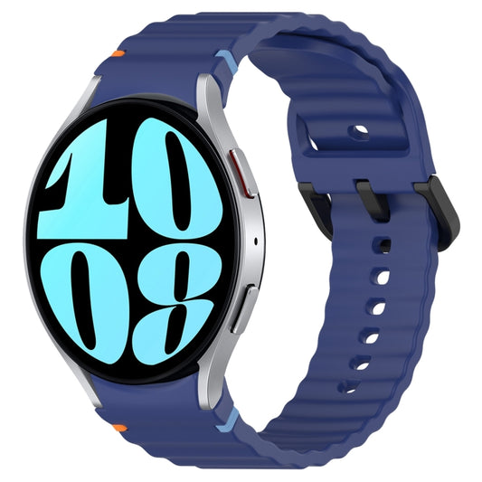 For Samsung Galaxy Watch 6 40 / 44mm Wavy Grain Stitched Black Buckle Silicone Watch Band(Midnight Blue) by bashfashion