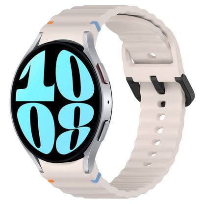 For Samsung Galaxy Watch 6 40 / 44mm Wavy Grain Stitched Black Buckle Silicone Watch Band(Starlight) by bashfashion