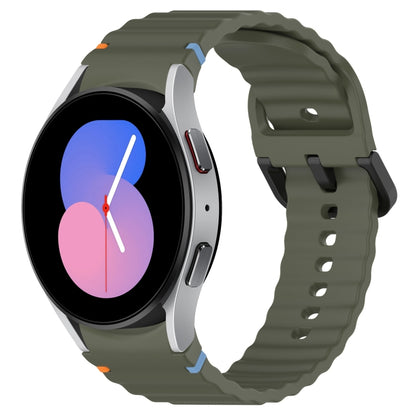 For Samsung Galaxy Watch 5 40 / 44mm Wavy Grain Stitched Black Buckle Silicone Watch Band(Army Green) by bashfashion