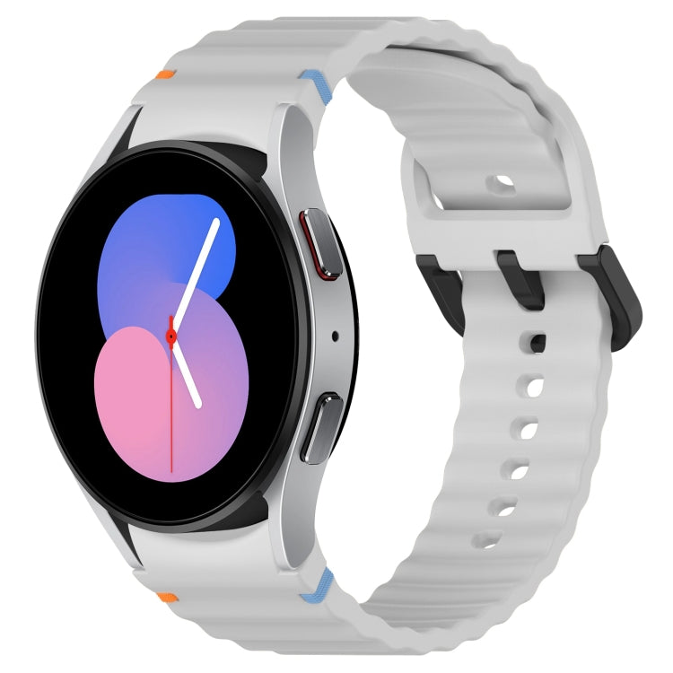 For Samsung Galaxy Watch 5 40 / 44mm Wavy Grain Stitched Black Buckle Silicone Watch Band(Light Gray) by bashfashion