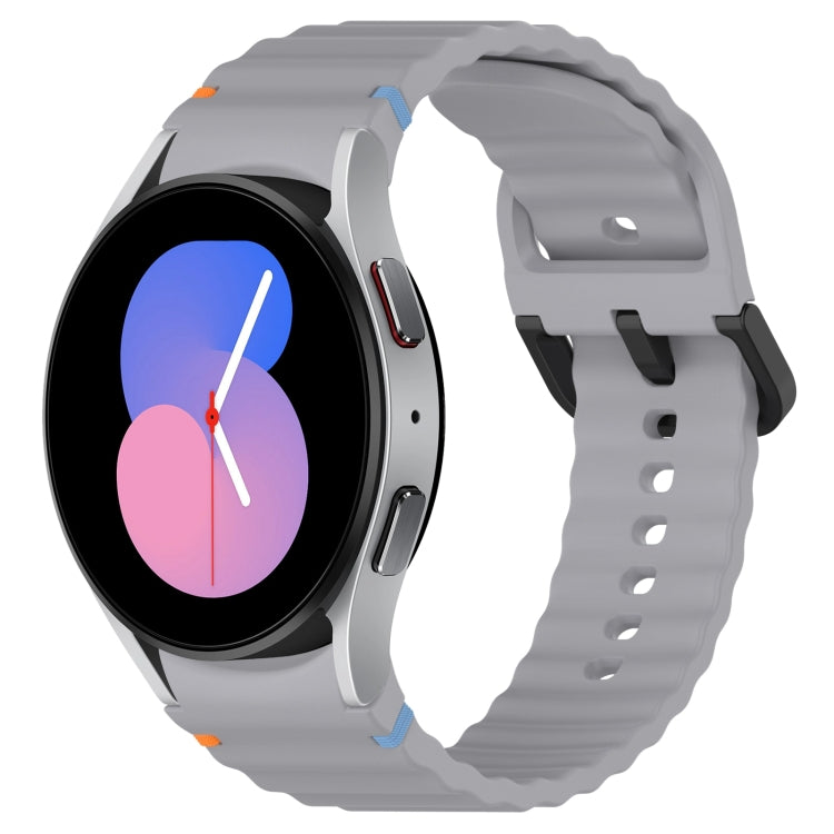 For Samsung Galaxy Watch 5 40 / 44mm Wavy Grain Stitched Black Buckle Silicone Watch Band(Space Gray) by bashfashion