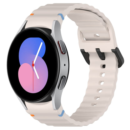For Samsung Galaxy Watch 5 40 / 44mm Wavy Grain Stitched Black Buckle Silicone Watch Band(Starlight) by bashfashion