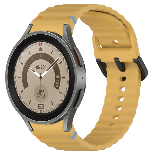 For Samsung Galaxy Watch 5 Pro Wavy Grain Stitched Black Buckle Silicone Watch Band(Yellow) by bashfashion