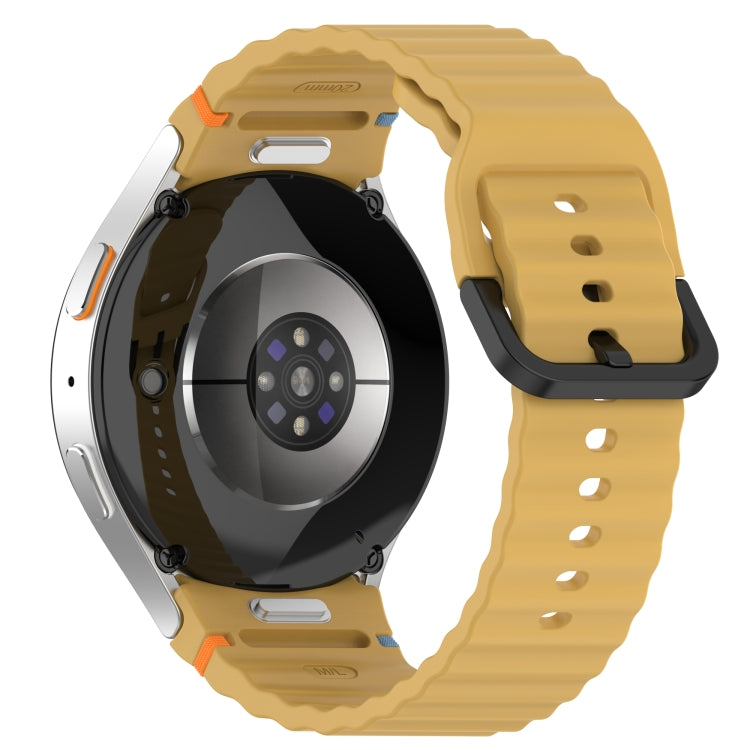 For Samsung Galaxy Watch 5 Pro Wavy Grain Stitched Black Buckle Silicone Watch Band(Yellow) by bashfashion